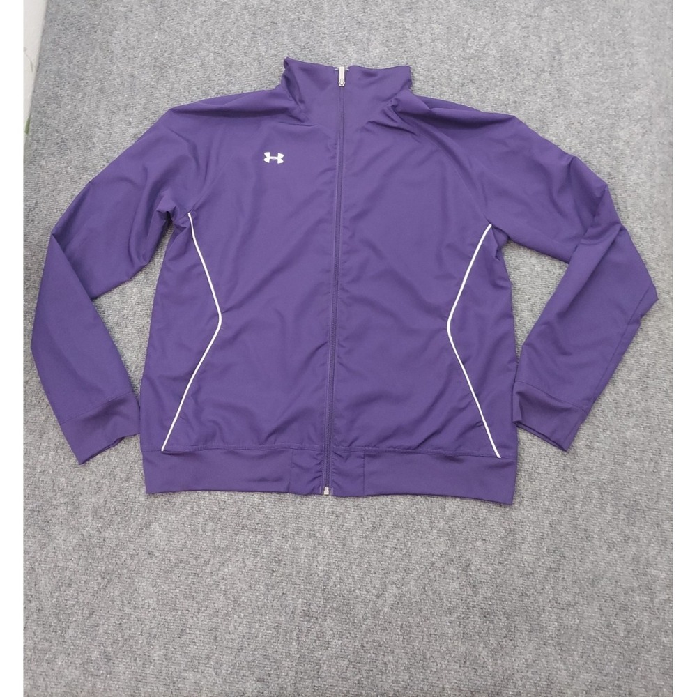 Under Armour Jacket Womens XL Purple Loose Full  Zip Mock Neck Track Athletic